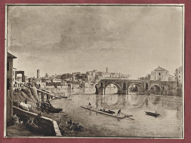 Anonimo — Wittel Gaspar van - sec. XVII/ XVIII - Veduta di Roma con il ponte Rotto — insieme